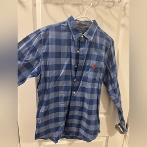 U.S. Polo Assn. Men’s Slim Fit Dress Shirt - Blue & Red Plaid - Size M